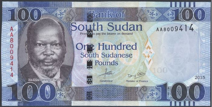 Picture of South Sudan,P15a,B115a,100 Pounds,2015