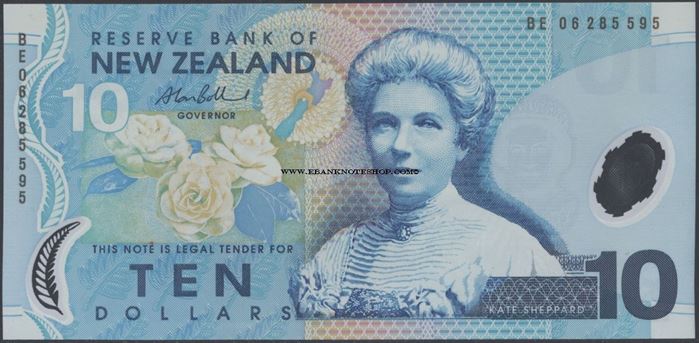 Picture of New Zealand,P186,B132e,10 Dollars,2006