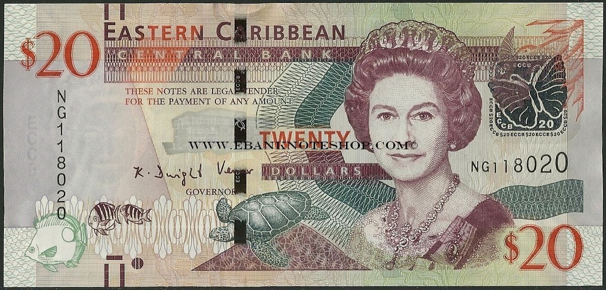 thumbnail image 2 of Eastern Caribbean 2 Dollars UNC 2023 Polymer Banknote – Latin America/Caribbean Currency 2 of 6