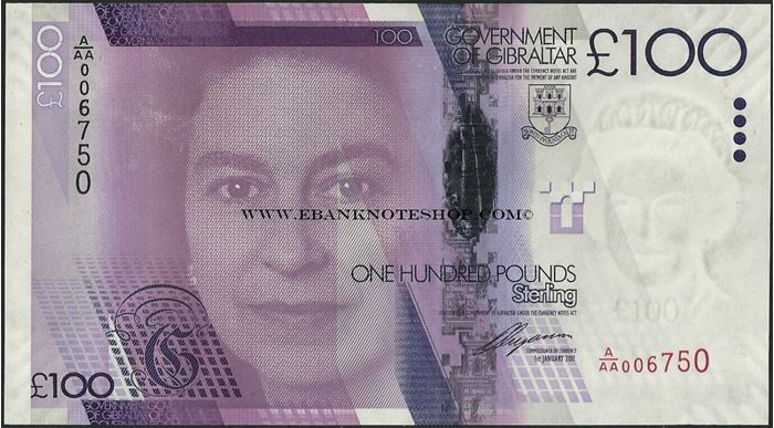 Picture of Gibraltar,P39,B134,100 Pounds,2011