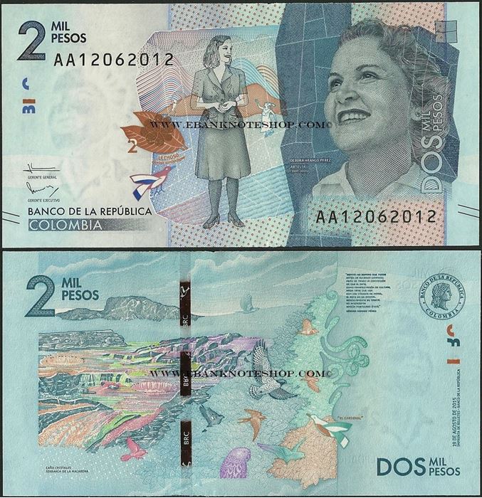 Ebanknoteshop. Colombia,P458a,2000 Pesos,2016,AA
