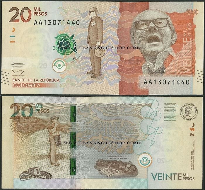 Picture of Colombia,P461a,20 000 Pesos,2015,AA
