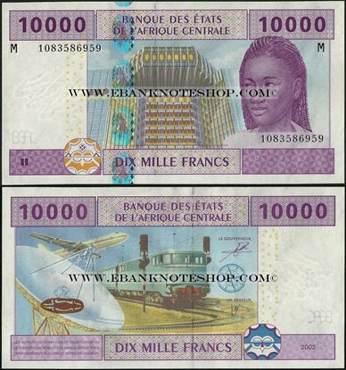 Picture of CAS Central African Republic,P310M, B110M,10000 Francs,2002