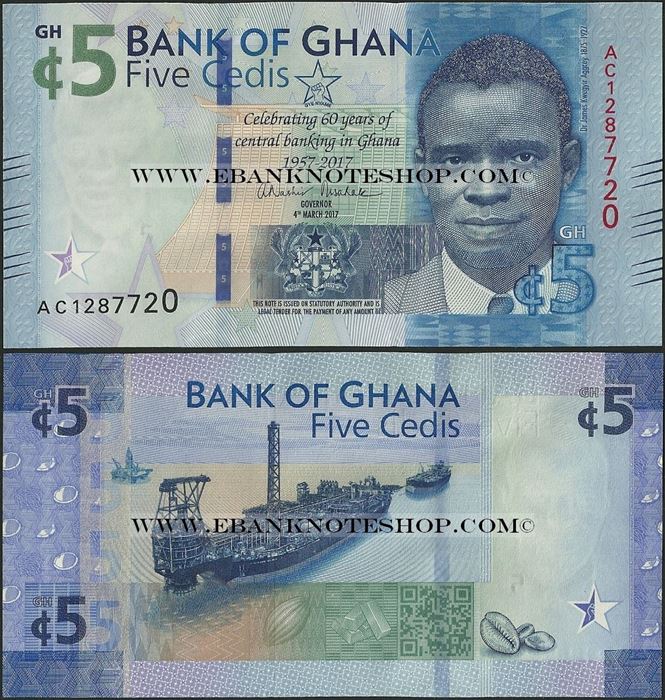 Picture of Ghana,B153,5 Cedis,2017,Comm