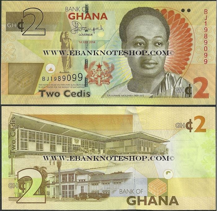 Picture of Ghana,B152b,2 Cedi,2014
