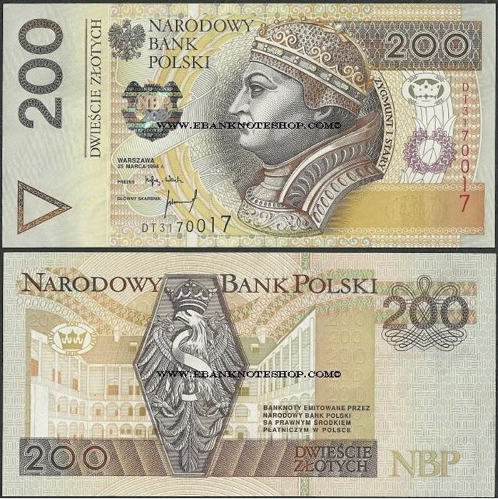 Picture of Poland,P177b,B858b,200 Zloty,1994