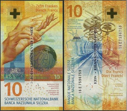 Picture of Switzerland,P75,B355,10 Francs,2016