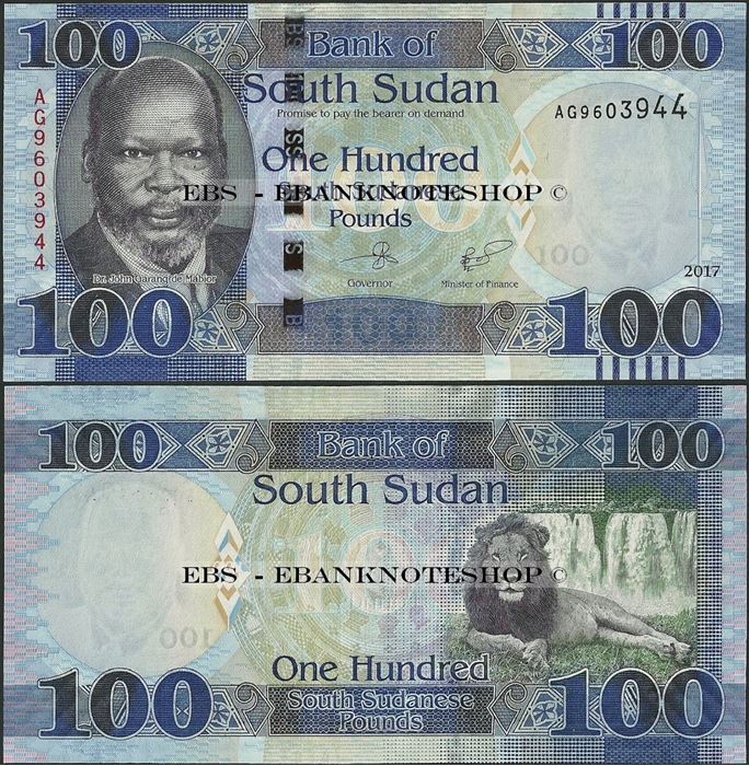 Picture of South Sudan,P15c,B115c,100 Pounds,2017