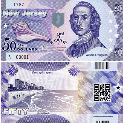 Picture of US State Dollar,3rd state ,New Jersey,50 State Dollars