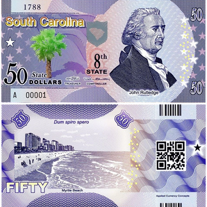 Picture of US State Dollar,8th State ,South Carolina,50 State Dollars
