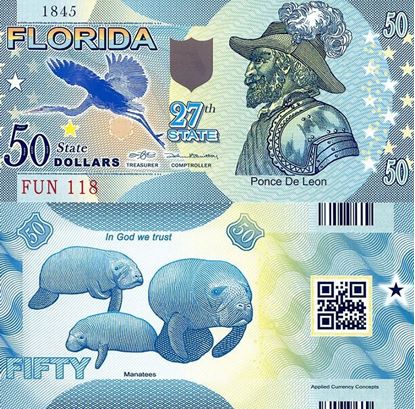 Picture of US State Dollar,27th State ,Florida,50 State Dollars
