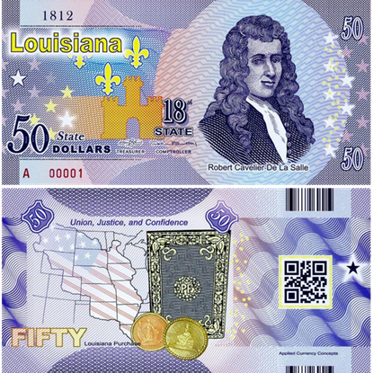 Picture of US State Dollar,18th State, Louisiana,50 State Dollars