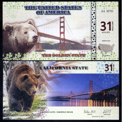 Picture of US State Dollar,31st State, California,31 State Dollars