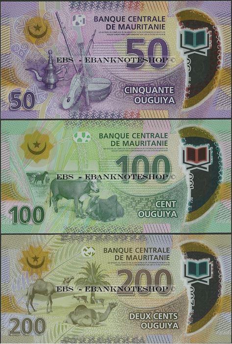 Picture of Mauritania,3 NOTE SET ,350 New Ouguiya,2017