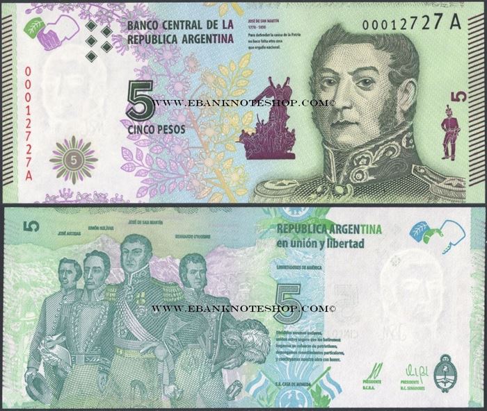 Picture of Argentina,P359,B415,5 Pesos,2015