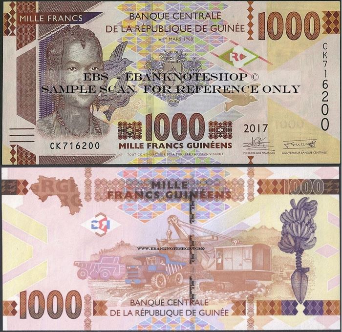 Picture of Guinea,P48,B340b,1000 Francs,2017