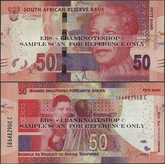 Picture of South Africa,P145,B774a,50 Rands,2018