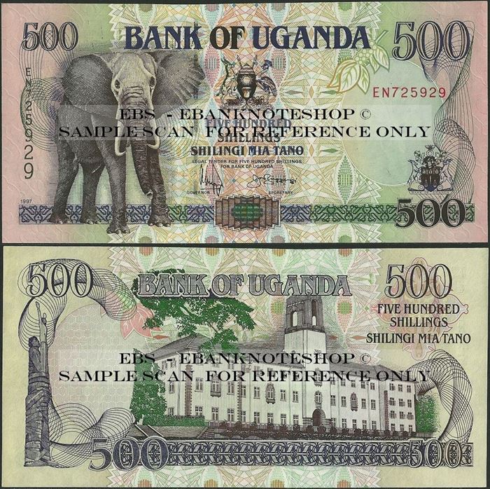 Picture of Uganda,P35,B127d,500 Shillings,1997