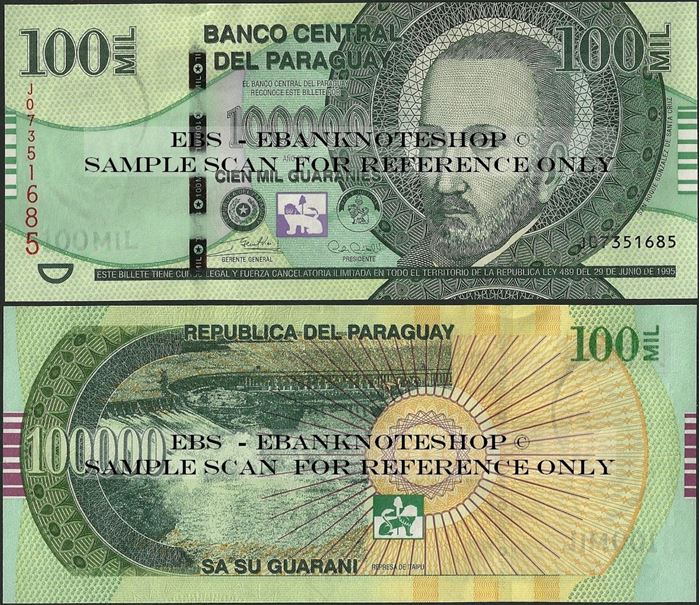 Picture of Paraguay,P240,B864c,100 000 Guarani,2018,Series J