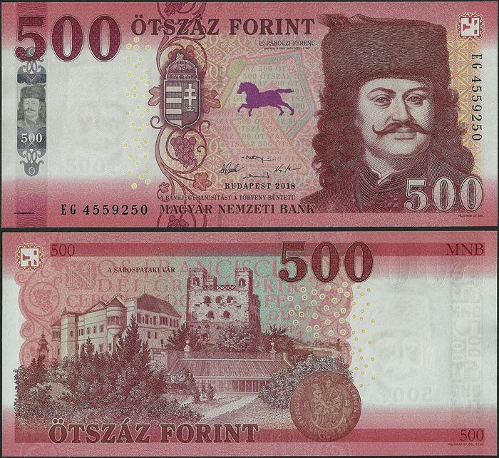 Picture of Hungary,P202a,B587.5a,500 Forint,2018