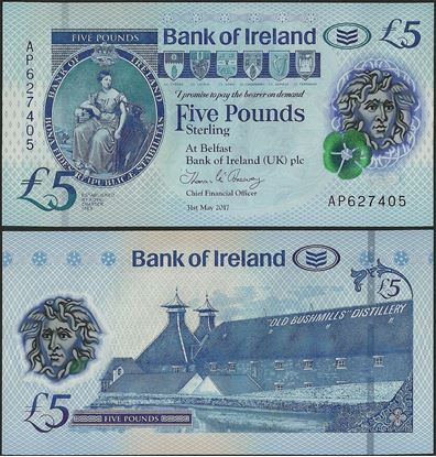 Picture of Northern Ireland,P90,B136a,5 Pounds,2017,Bank of Ireland