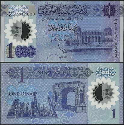 Picture of Libya,PNL,B550a,1 Dinar,2019,Comm