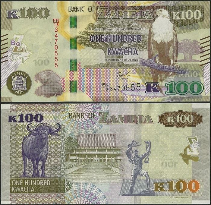 Picture of Zambia,P61,B170a,100 Kwacha,2018