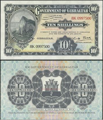 Picture of Gibraltar,BNP102,10 Shillings,2018,Comm