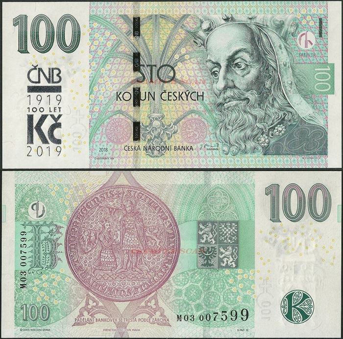 Picture of Czech Republic,B129,100 Korun,2019,Comm