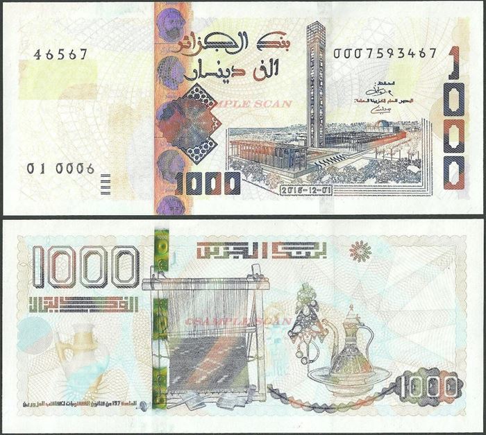 Picture of Algeria,B411,1000 Dinars,2018