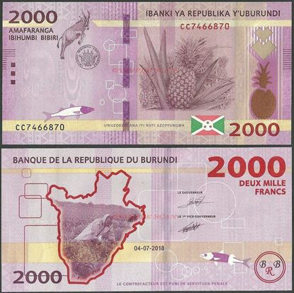 Picture of Burundi,B238b,2000 Francs,2018