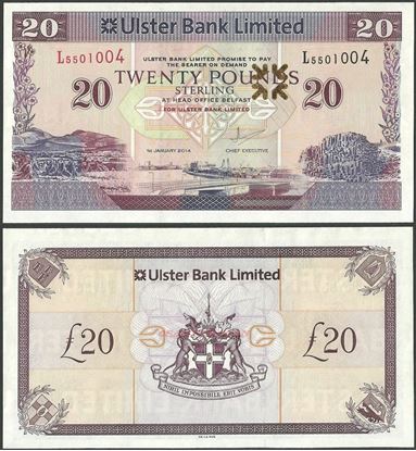 Picture of Northern Ireland,P342,B938f,20 Pounds,2014,Ulster