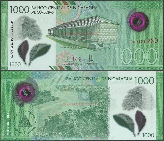 Picture of Nicaragua,PNL,B515,1000 Cordobas,2017 (In 2019)