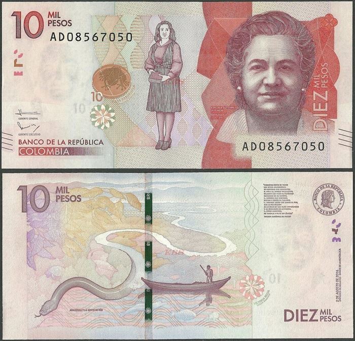 Picture of Colombia,P460b,10 000 Pesos,2016,AD