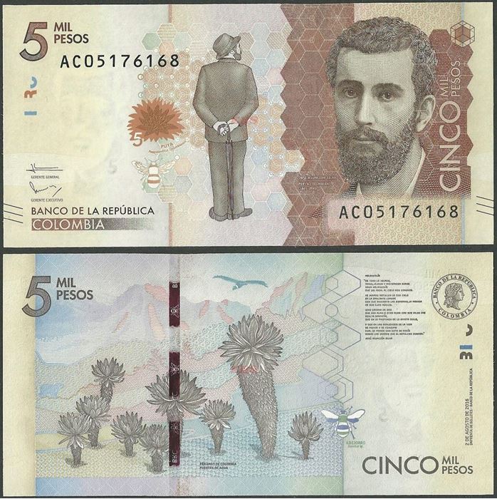 Picture of Colombia,P459b,5000 Pesos,2016,AC
