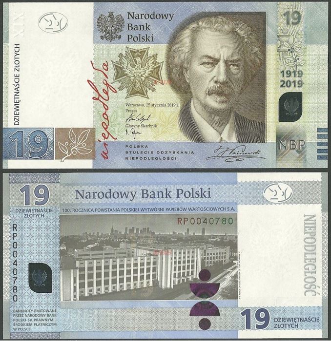 Picture of Poland,PNew,BNP823,19 Zloty,2019,Comm
