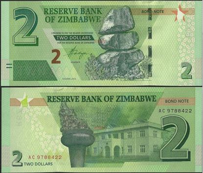 Picture of Zimbabwe,P099,B190,2 Bond Dollars,2016