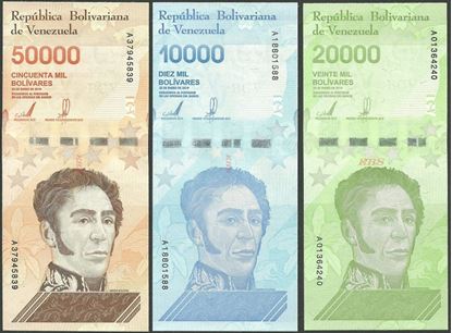 Picture of Venezuela,3 SET - B379-B381,80 000 Bolivares,2019