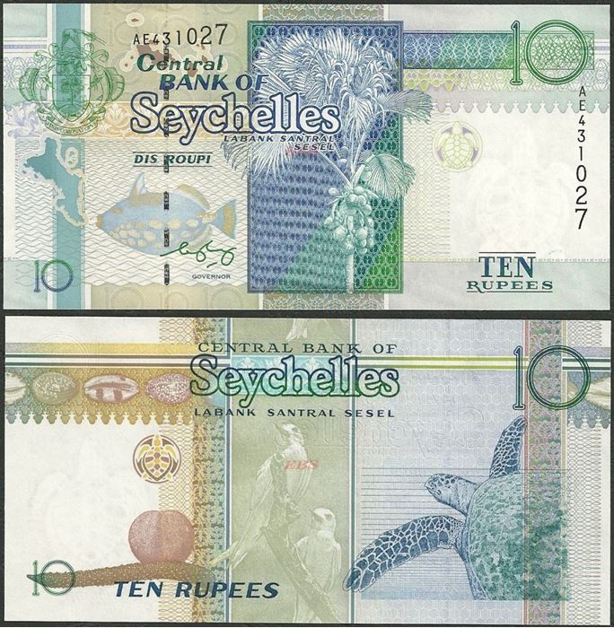 Picture of Seychelles,P36,B409b,10 Rupees,1998