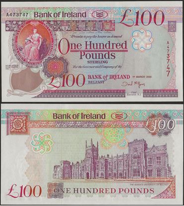 Picture of Northern Ireland,P82,B128b,100 Pounds,2005,Bank of Ireland