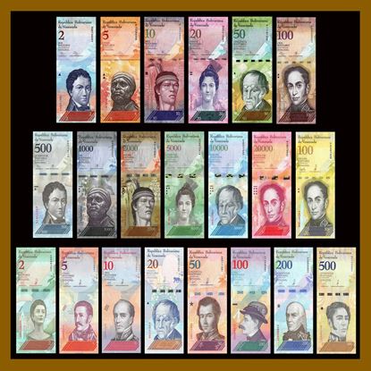 Picture of Venezuela,P88-P108,21 note set,2 Bolivares to 500 Bolívar Soberano, 2018