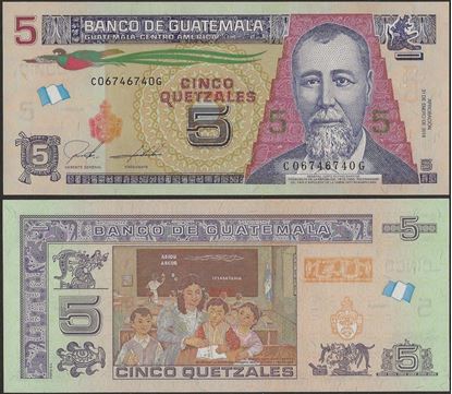 Picture of Guatemala,P116,B605b,5 Queztals,2018