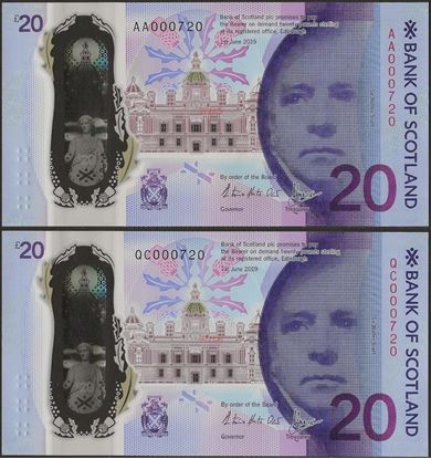 Picture of Scotland, 20 Pound,Matching Pair ,with folder