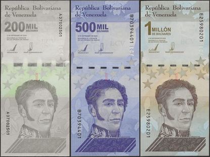 Picture of Venezuela,3 SET - B382-B384,1.7 Million Bolivares,2020