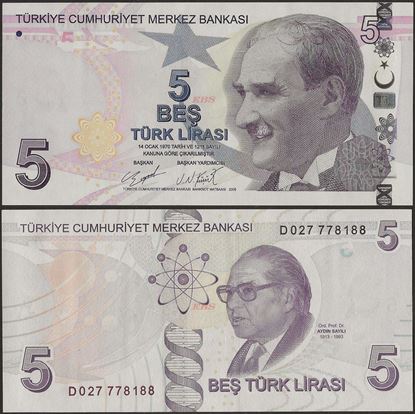 Picture of Turkey,P222b,B306c,5 Lira,D Prefix