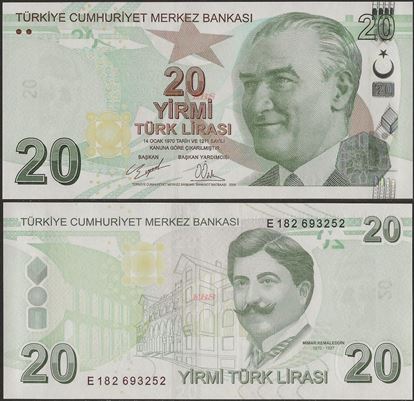 Picture of Turkey,P224d,B302d,20 Lira,E Prefix