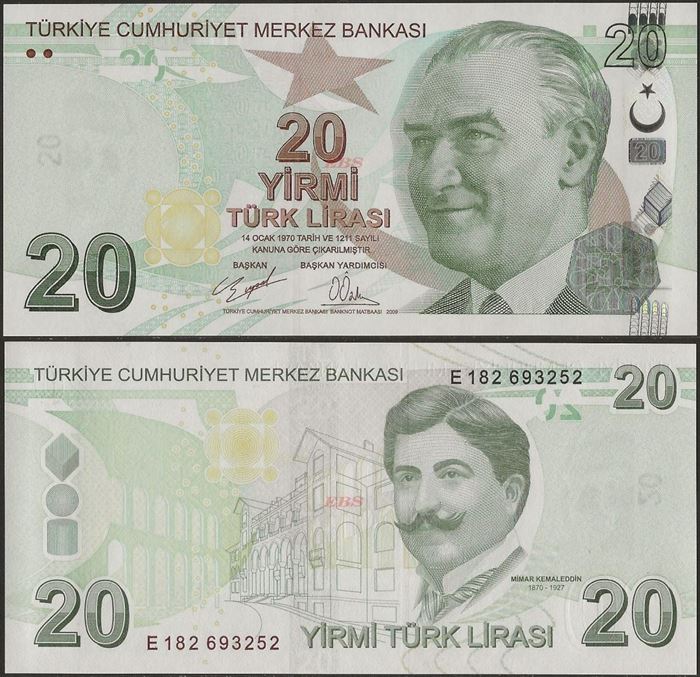 Picture of Turkey,P224d,B302d,20 Lira,E Prefix
