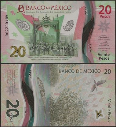 Picture of Mexico,B726,20 Pesos,2021,Mixed Signs&Serials