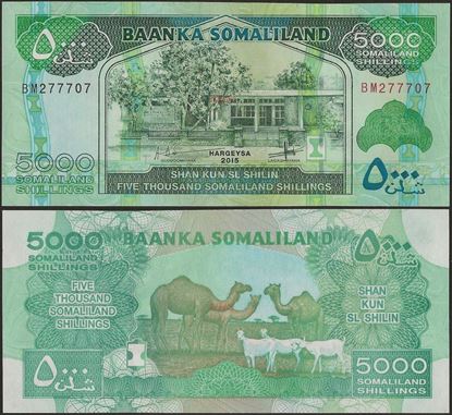 Picture of Somaliland,P21d,B124d,5000 Shillings,2015