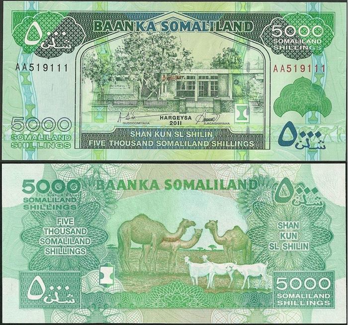Picture of Somaliland,P21a,B124a,5000 Shillings,2011